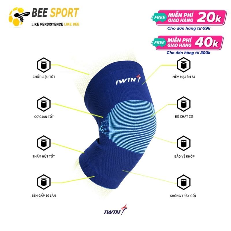 Bó gối bảo vệ đầu gối Loại Xỏ Iwin Keepa - Bó gối bóng đá, bó gối bóng chuyền, Dụng cụ tập gym, bảo vệ khớp gối khi chơi thể thao