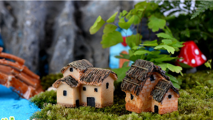 [HCM]Mô hình nhà nông thôn cỡ vừa trang trí tiểu cảnh thủy sinh terrarium chậu cây cảnh sen đá bánh kem xương rồng