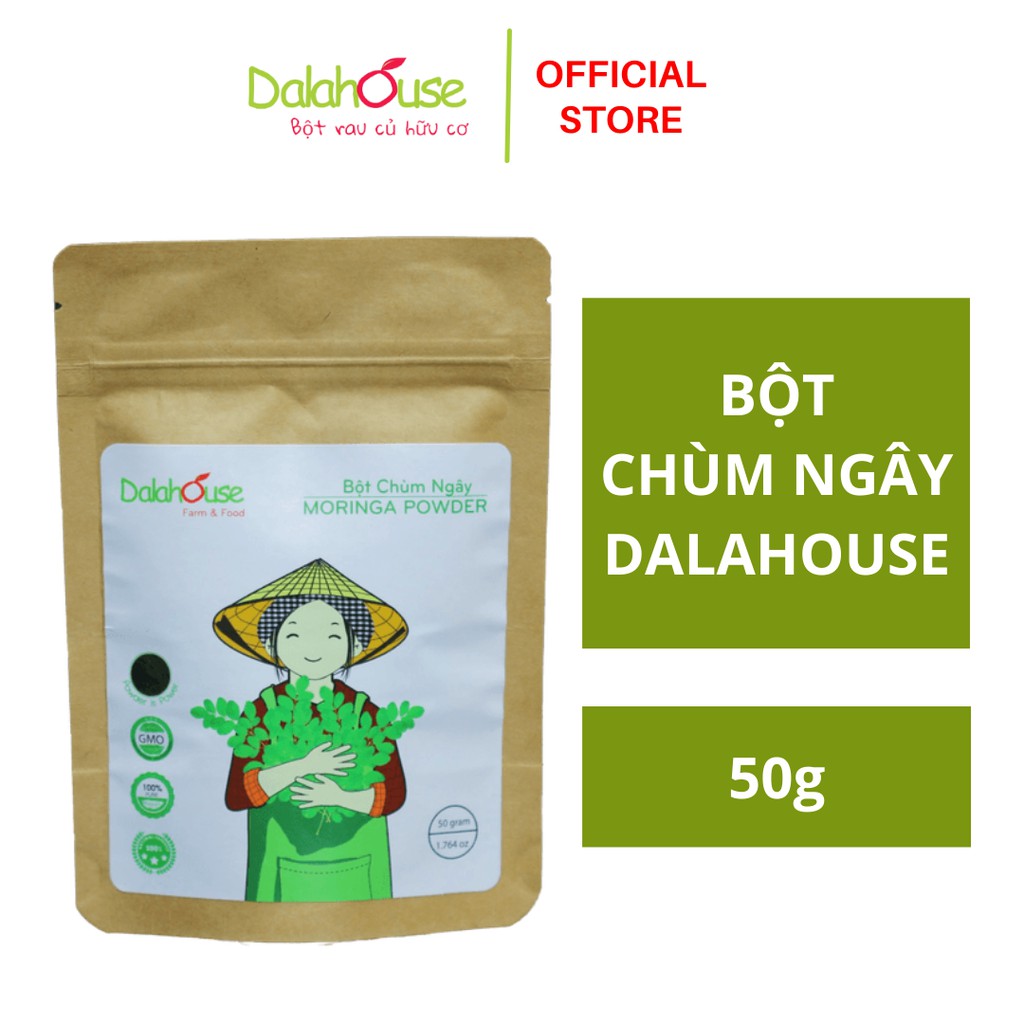Bột Chùm Ngây Hữu Cơ Sấy Lạnh Dalahouse Túi 50g - Dinh dưỡng cho cả nhà