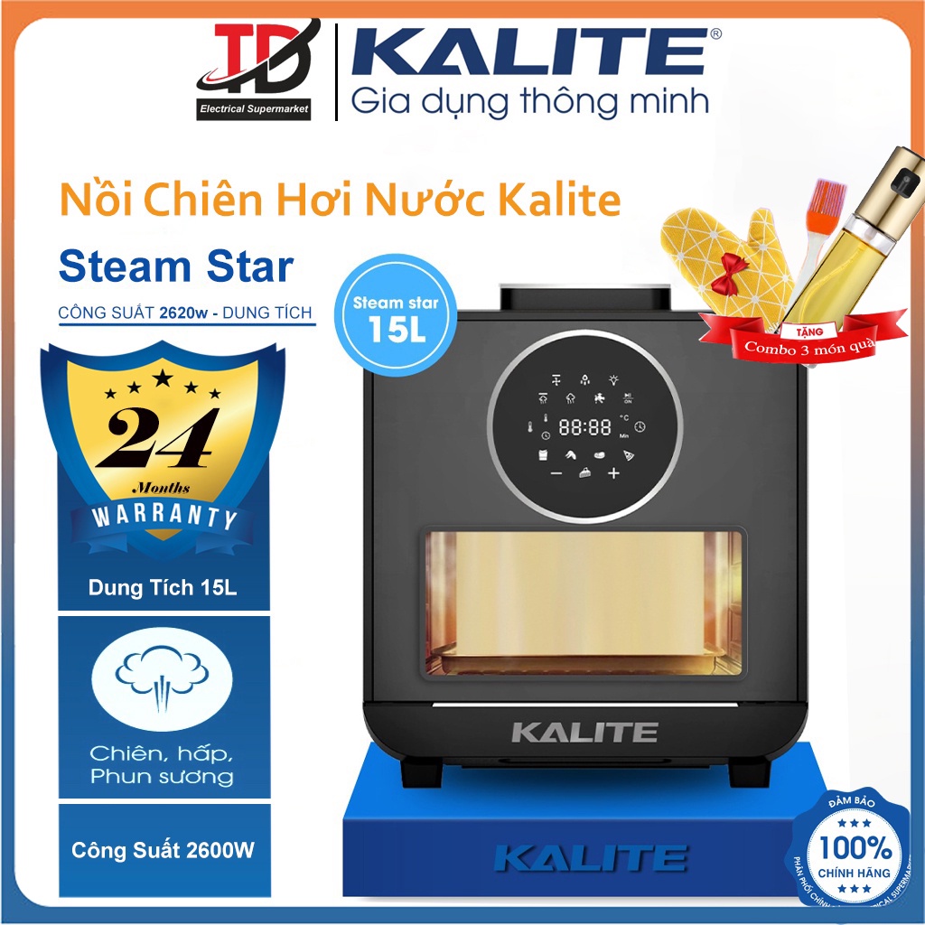 Nồi Chiên Hấp Kalite Steam Star 15Lit - 2620W Hấp Chiên 2in1 Bảo Hành Chính Hãng 24 Tháng 