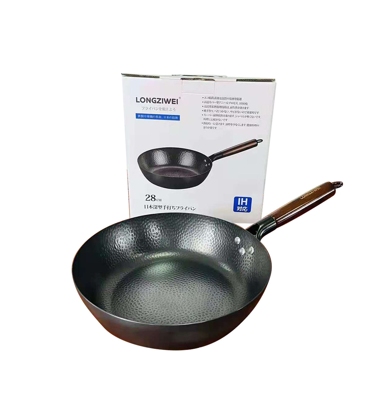 [BÃO SALE] Chảo chống dính nhật bản 28cm - Chảo đen chống dính Nhật Bản TKESI TETSU PLUS , quai gỗ , hàng mới trong thùng, 28cm