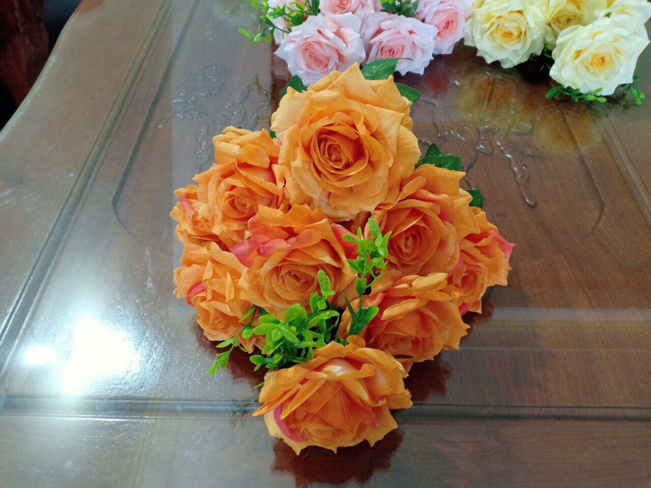 Hoa hồng pháp 9 bông - hoa giả trang trí
