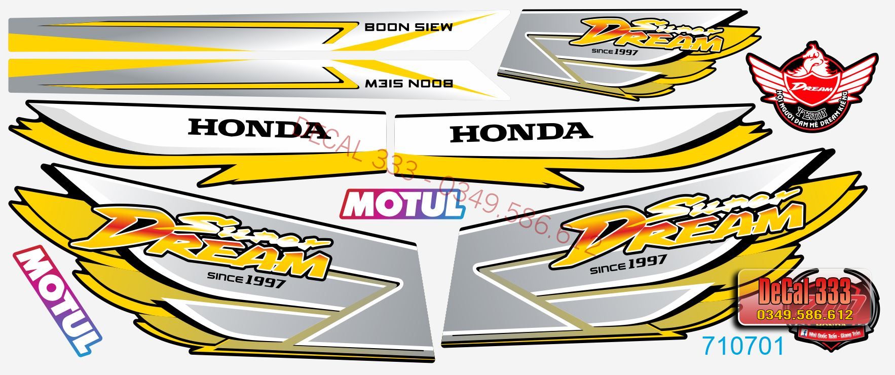 Tem DREAM CHẾ Cánh Chim VÀNG XÁM 710701 - TEM 3 LỚP CAO CẤP