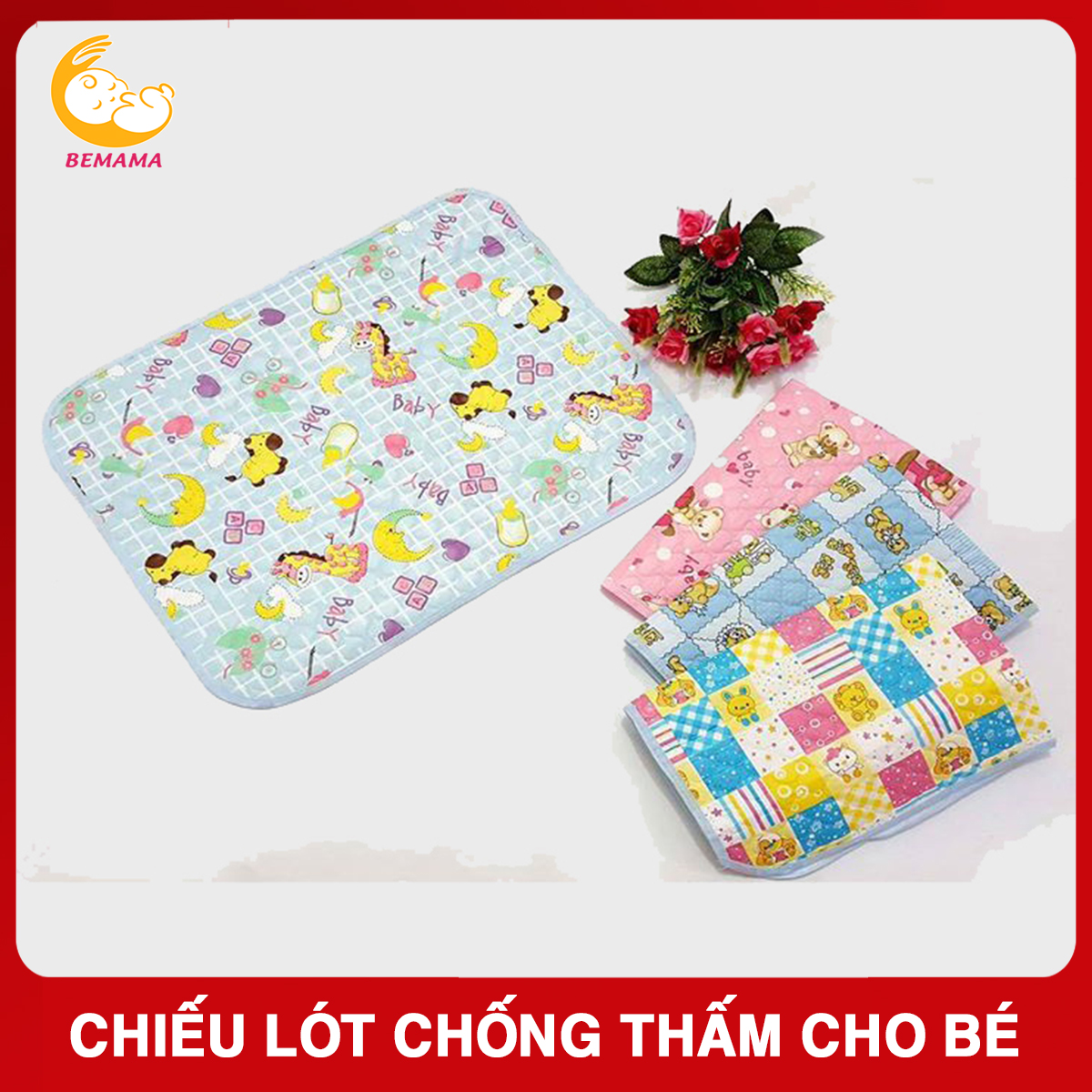 Chiếu Chống Thấm Cho Bé Size Vừa (Khoảng 40x50cm) Tiện Lợi Giá Rẻ - Niệm/ Điệm Lót Cho Trẻ Sơ Sinh - Chiếu Lót Nôi Xe Đẩy Võng Giường - Tấm/ Miếng Lót Chống Thấm- bemama - Chiếu Lót Nhựa Bé
