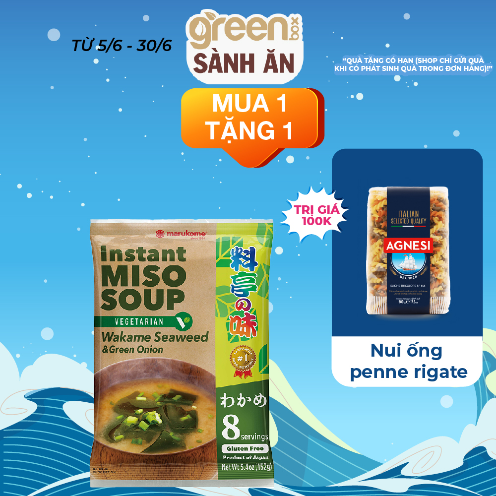 Canh rong biển miso ăn liền có rong biển Wakame và ăn chay được Marukome Nhật 152g