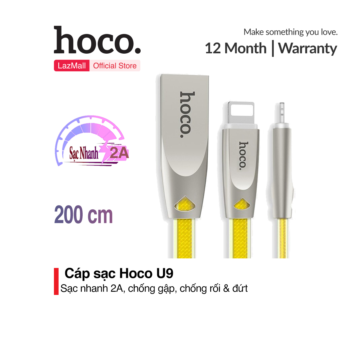 [HCM]Cáp Sạc Nhanh Hoco Lightning cho iPhone XS Max11 11 ProX7 PlusiPad dây dẹp chống rốisạc nhanh 2.4A