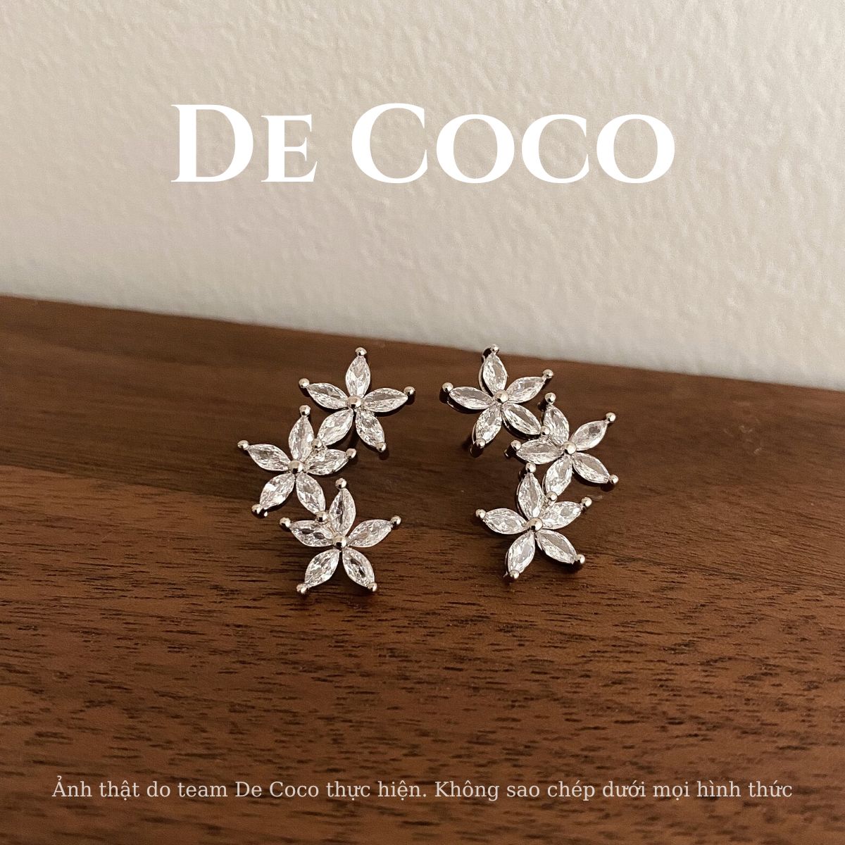 Khuyên tai bông tai nữ 3 hoa sao Starfruit De Coco