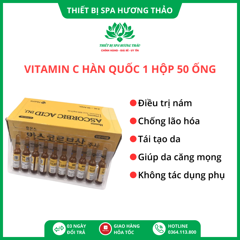 Vitamin C Hàn Quốc Vitamin C spa ( 1 Hộp 50 ống ) ( Vỉ 10 ống)