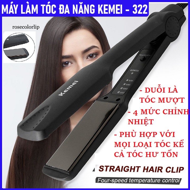 Máy duỗi tóc, ép tóc mini, làm tóc đa năng chính hãng kemei 329 tích hợp uốn tóc 4 mức chỉnh nhiệt, nhỏ gọn, dễ sử dụng, không kéo rít tóc