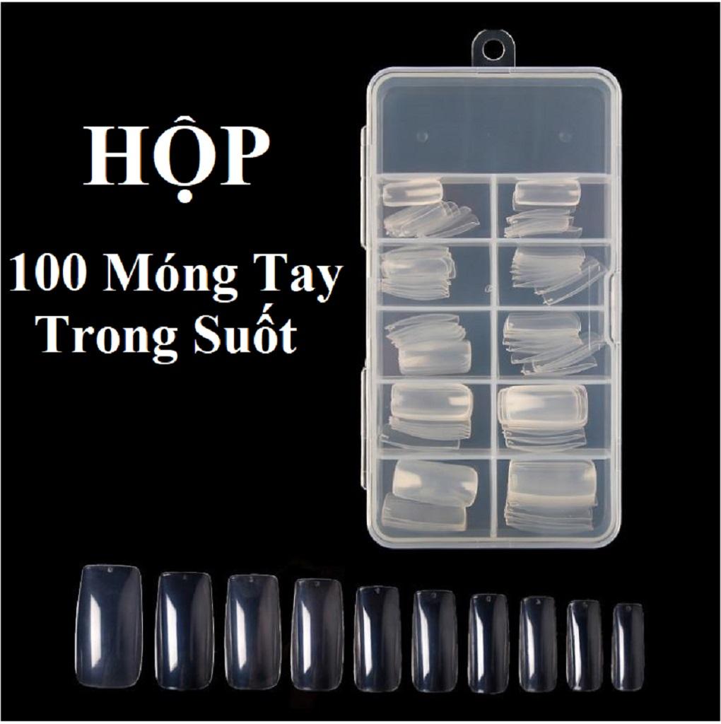 [HCM]Hộp 100 Móng Tay Giả Trắng Trong Suốt