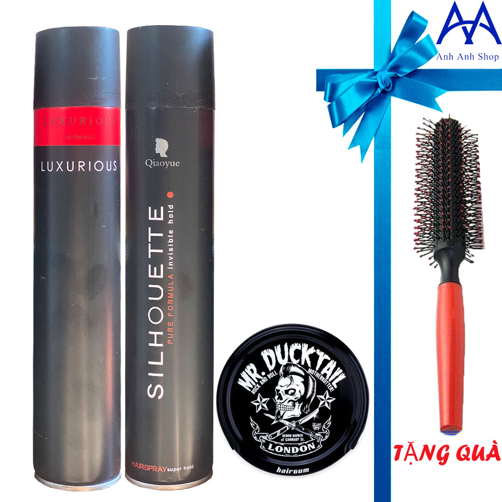 Combo Gôm Luxurious 320ml hương hoa quả kèm Sáp Mr.Ducktail tặng lược