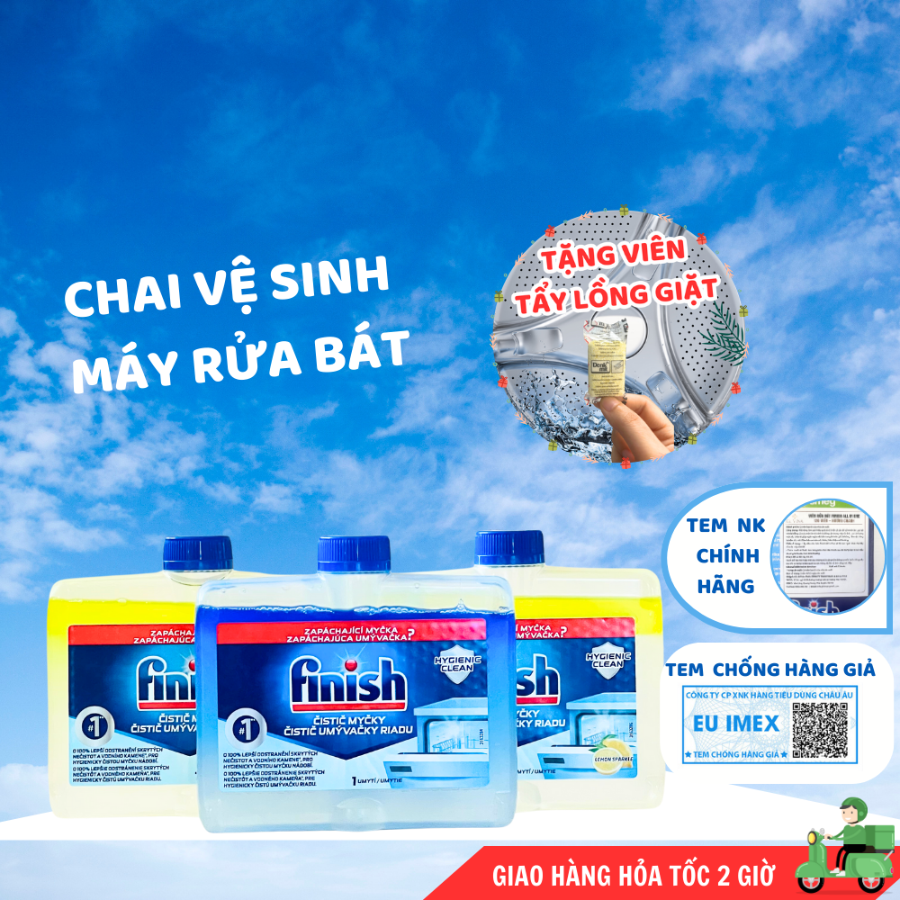 Dung dịch vệ sinh máy rửa bát finish, nước tẩy cặn máy rửa bát Finish chai 250ml, nước vệ sinh máy rửa bát finish