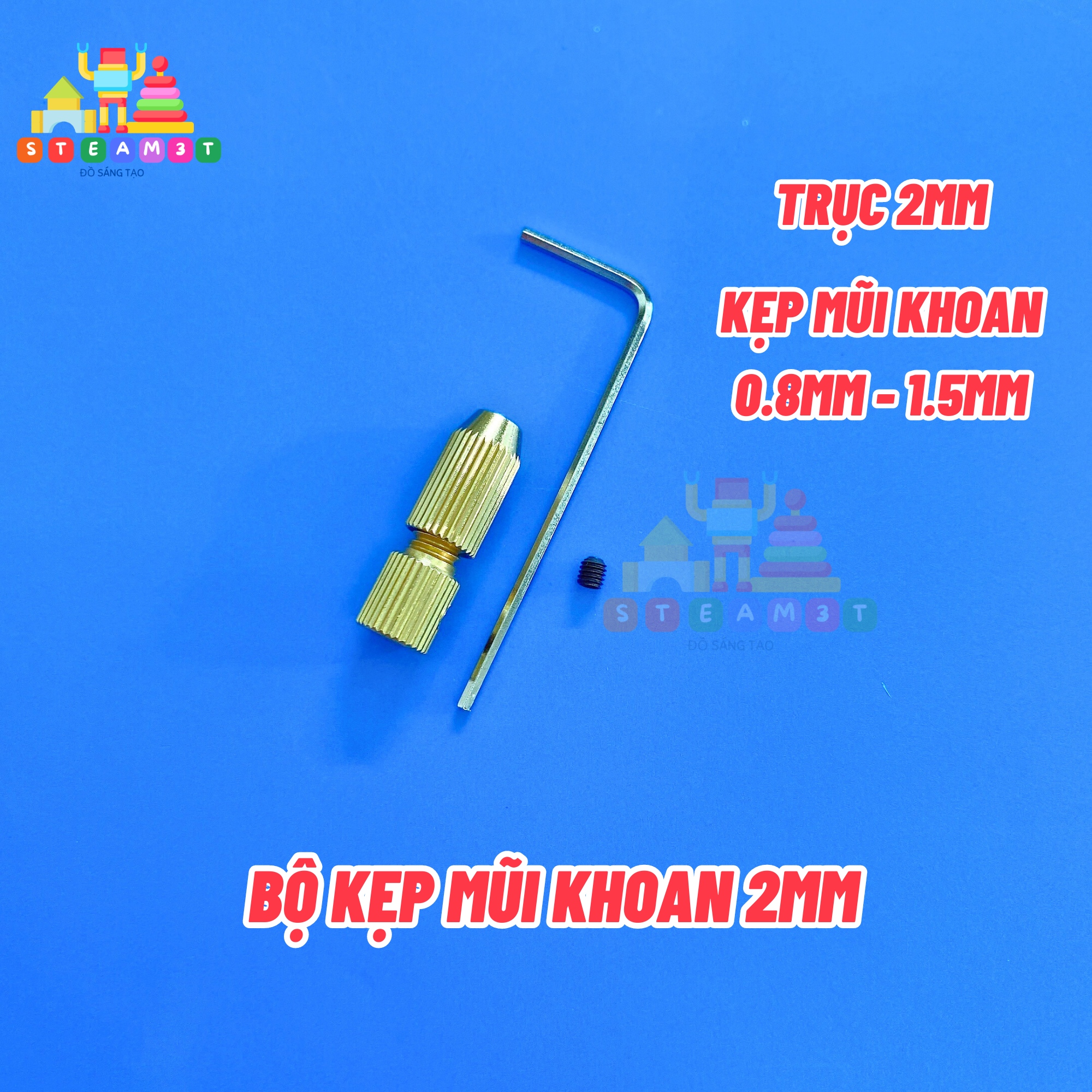 Kẹp mũi khoan mini trục 2mm, kẹp từ 0.8mm đến 1.5mm - lk0679