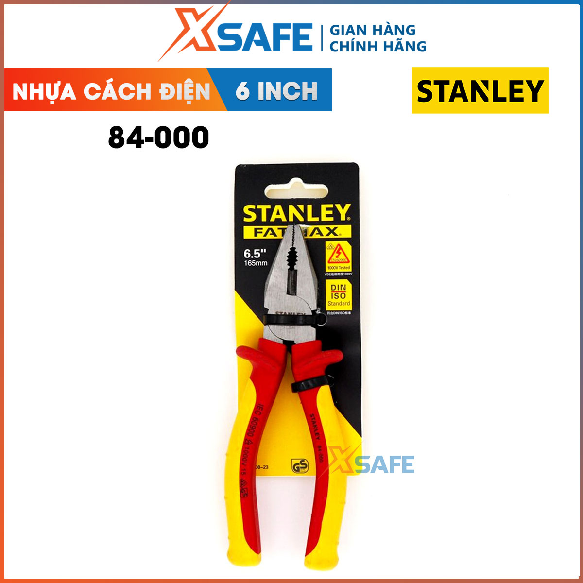 Kềm bằng VDE STANLEY được bọc nhựa chuyên dụng cách điện 1000 volt Kềm VDE Stanley đầu kềm làm bằng thép hợp kim cao cấp, kiểu dáng nhỏ gọn linh hoạt, đạt tiêu chuẩn ANSI của Mỹ