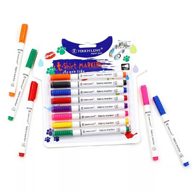 (Không Phai) Bộ 8 -12 Bút Dạ Màu Vẽ Vải Fabric Marker, Bút Đánh Dấu Khăn