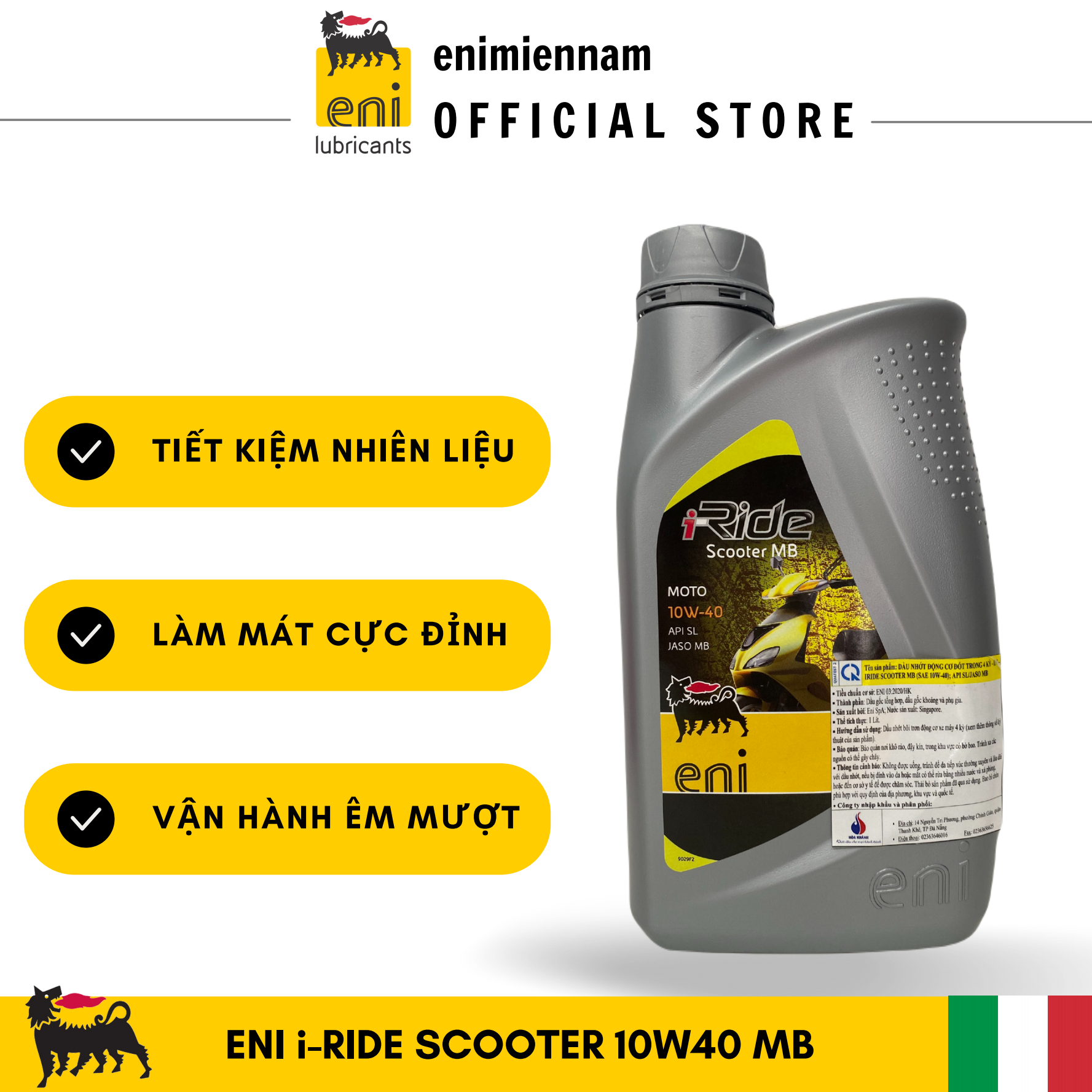 Nhớt eni i-ride scooter 10w40 xe ga 0.8l