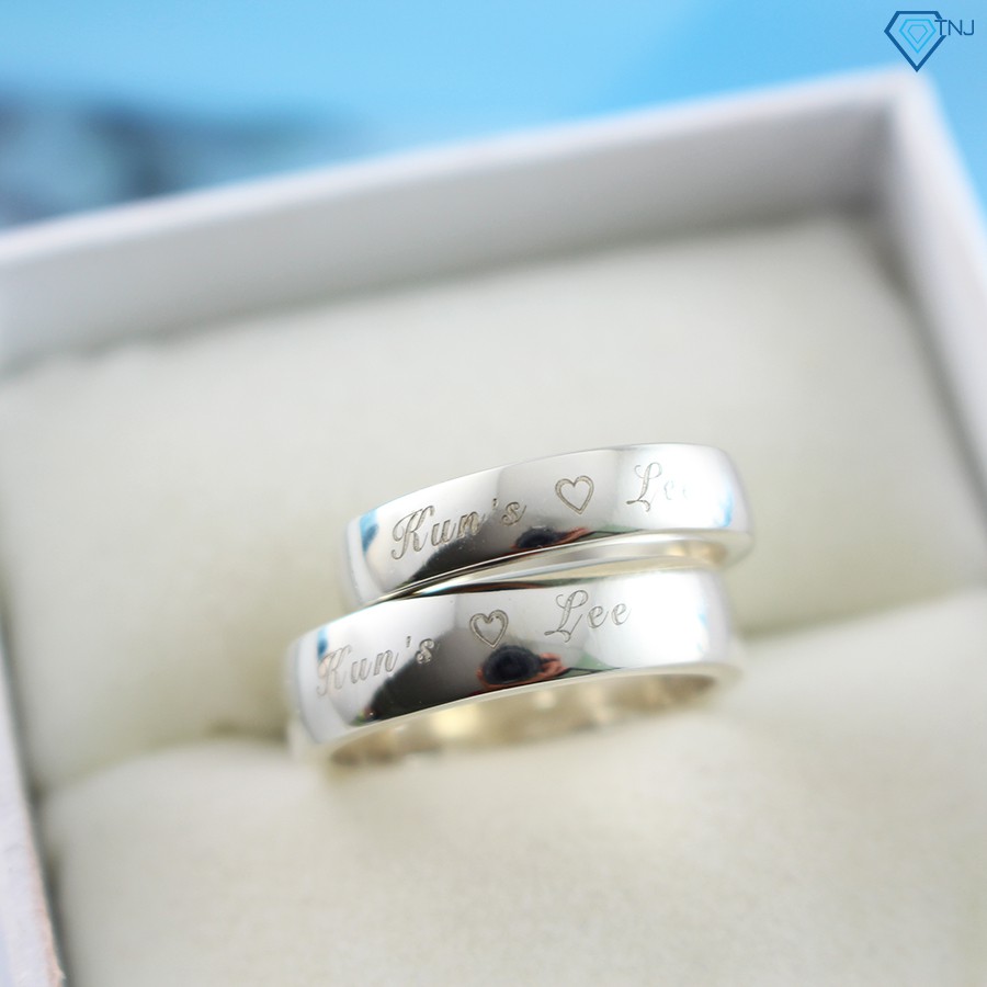 Nhẫn bạc trơn khắc tên, nhẫn đôi bạc trơn khắc tên theo yêu cầu ND0068 - Trang Sức TNJ