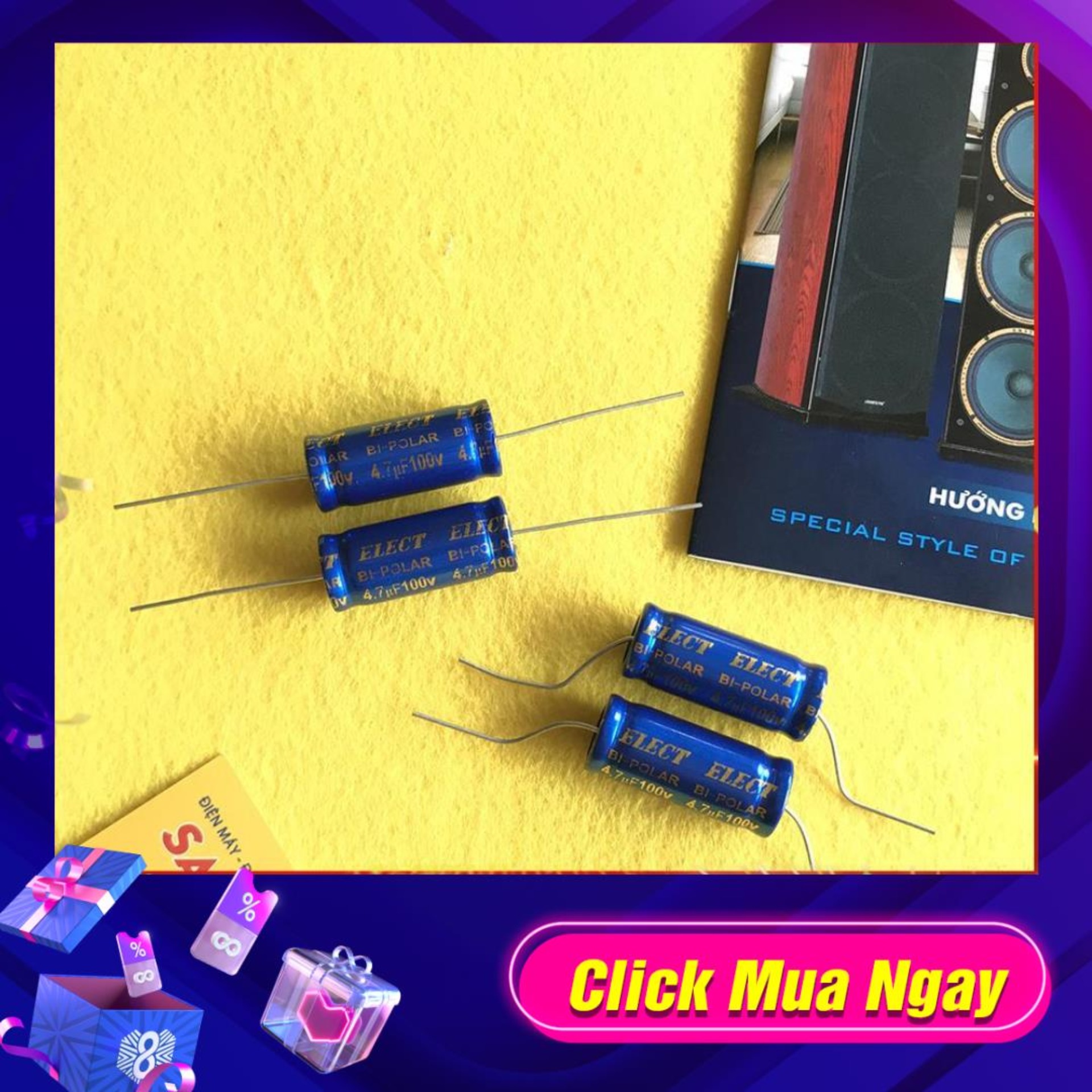 Combo 4 tụ lọc treble, mid chống cháy loa 4.7uF 100V ( nhiều màu )