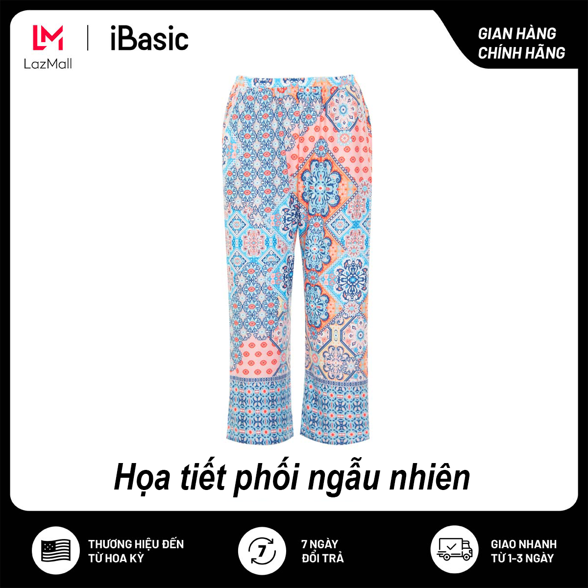 Quần lửng mặc nhà nữ thun hoạ tiết iBasic HOMW035B