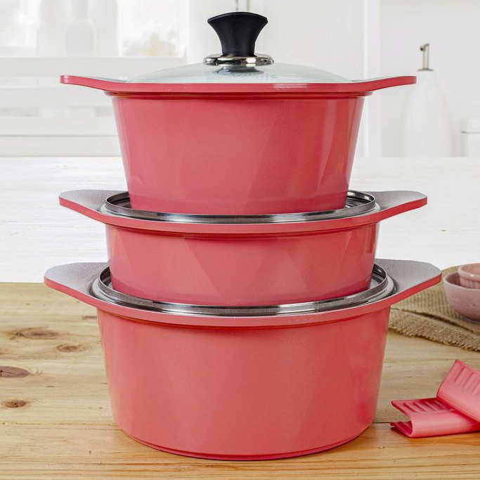 Bộ Nồi Đá Đáy Từ V-Line Ecoramic Hàn Quốc VPLOT Size 18cm -20cm -22cm -24 Cm , Đúc Nguyên Khối , Cam Kết Chính Hãng dùng được bếp gas , bếp từ , hồng ngoại