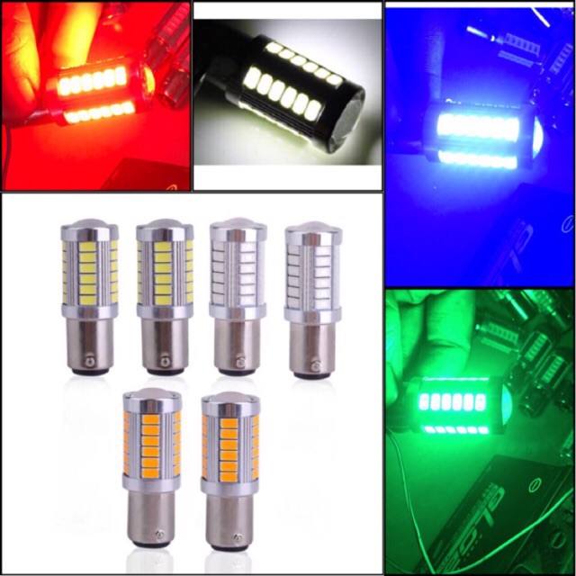 [Màu Đỏ] Bóng led hậu bóp phanh nháy 6 mặt 33 tim ( giá 1 cái )