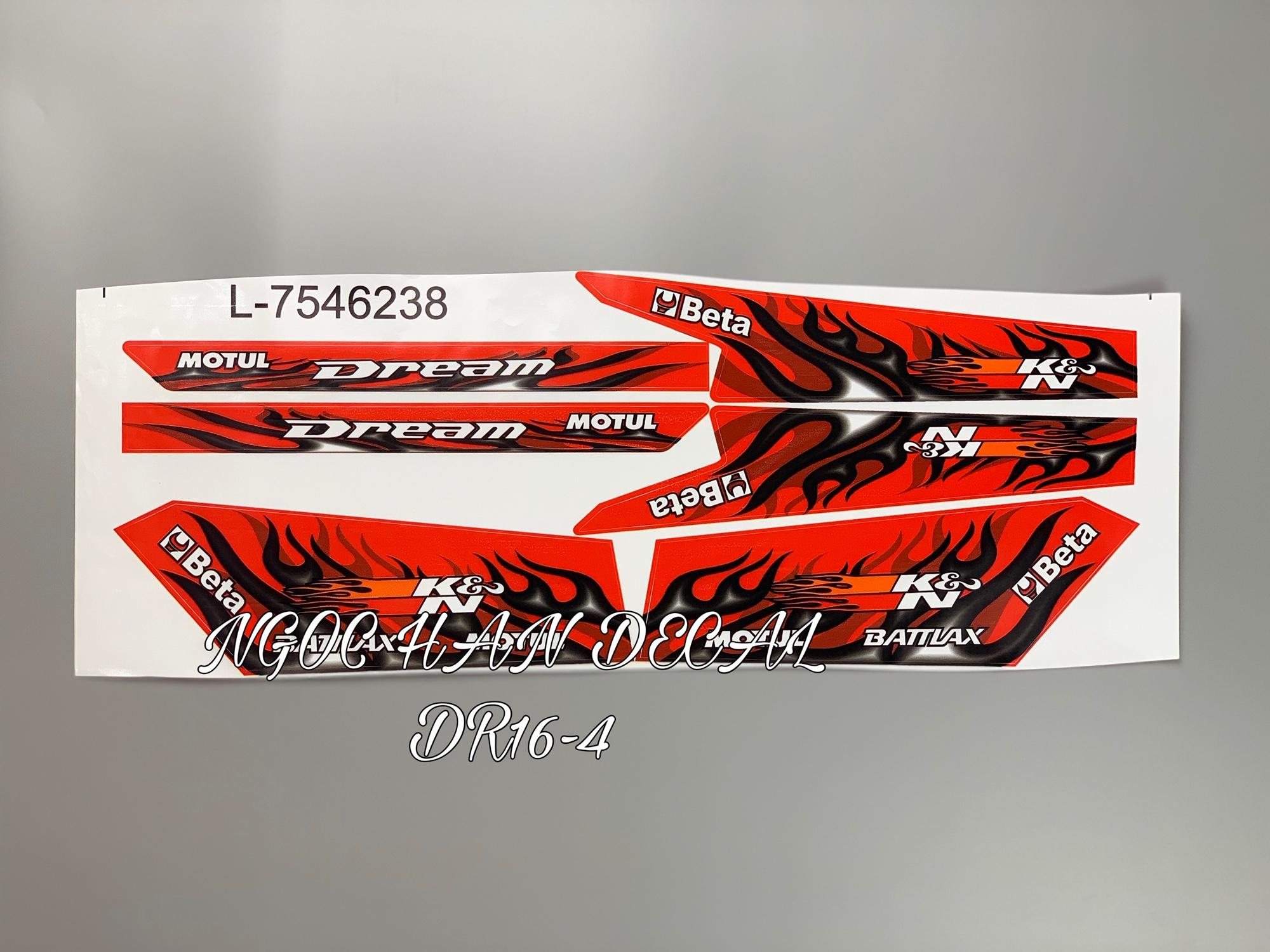 Tem chế nguyên bộ Motul màu đỏ cho Dream -- NGỌC HÂN DECAL
