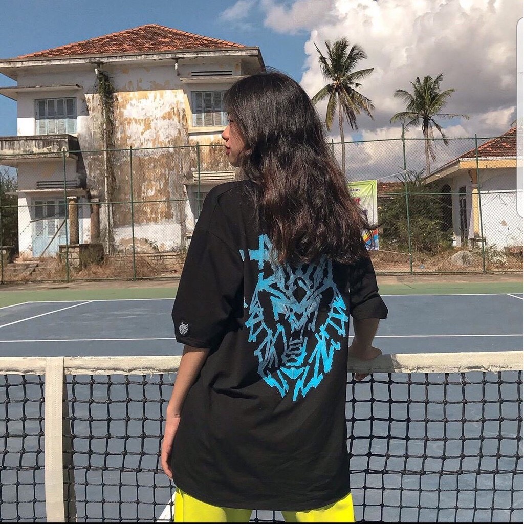 Áo thun unisex form rộng, tay lỡ nam nữ sói oversize