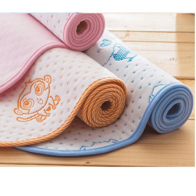 Tấm lót chống thấm VIETMAT size 50x70 màu xanh ngộ nghĩnh cho bé.để Lót nôi nhỏ, cũi, giường để nằm, chơi, ngủ size 50x70.an toàn cho da, thấm hút tốt mồ hôi, nước tiểu, bảo vệ giường nệm không bị ướt.