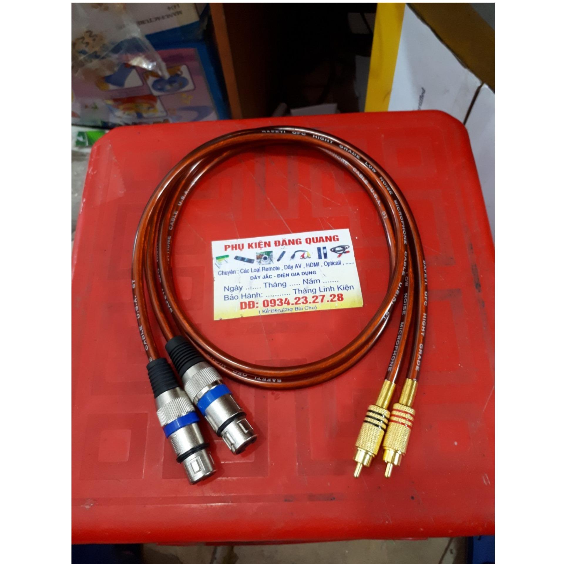 cặp jack canon CÁI ra AV ( RCA ) dây màu nâu jack màu vàng , trắng dài 1m