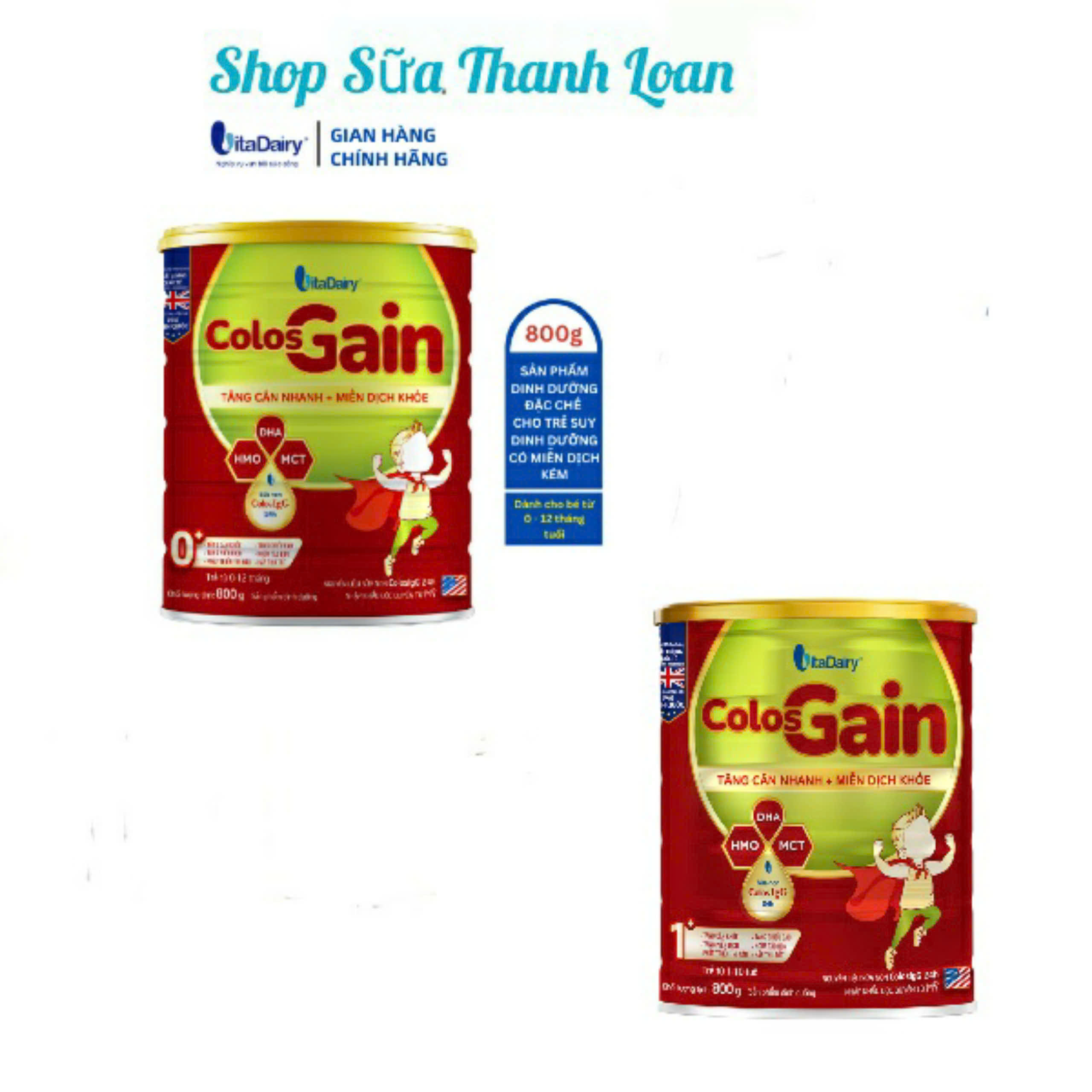 (HSD T11-2026) (Quét Mã QR Tích Xu) Sữa Bột Tăng Cân Nhanh Colos Gain 0+/1+ 800g.