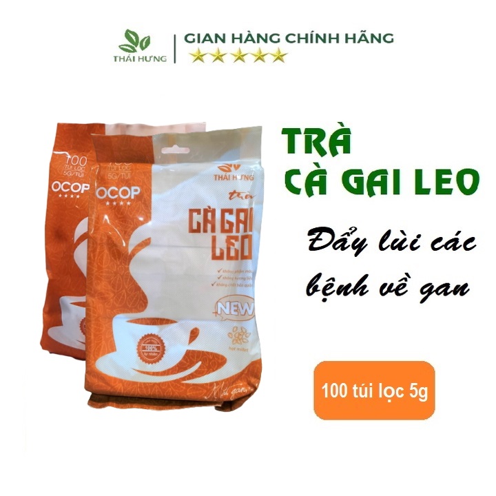 Trà Cà gai leo Thái Hưng - Bịch 100 túi lọc 5g (New)  - Mát gan, giải độc, rượi bia, hạ men gan, giảm mỡ trong gan