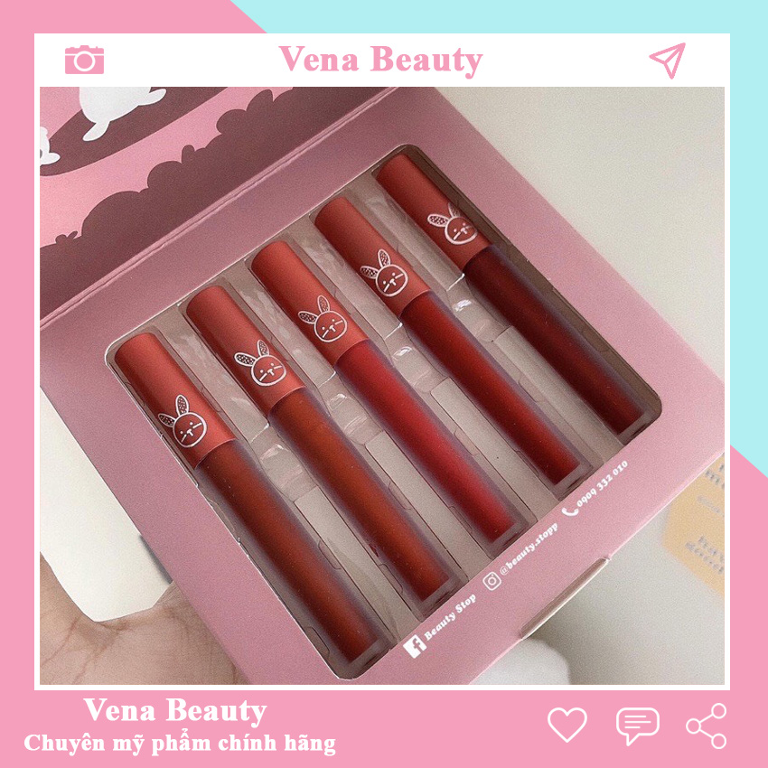 Son môi giá rẻ nội địa trung lì dưỡng môi dành cho học sinh set 5 cây son thỏ Leaduu Vena Beauty