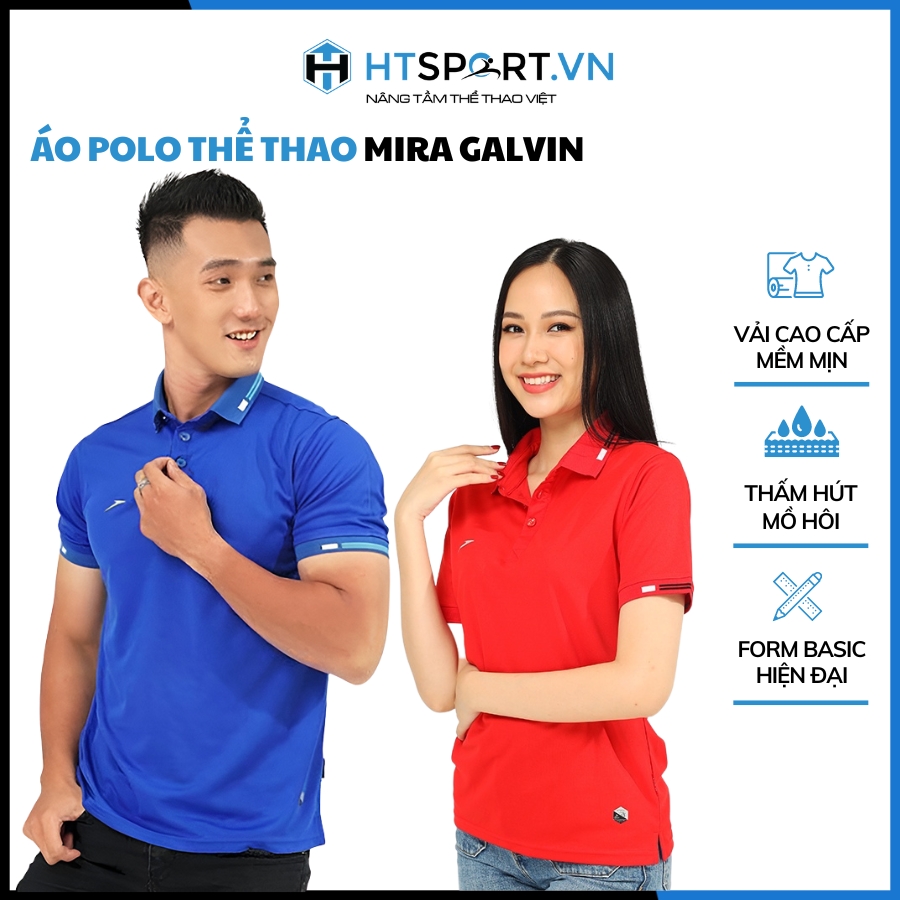 Áo Polo Thể Thao Mira Galvin Chính Hãng, Áo Thun Thời Trang Unisex Nam Nữ Có Cổ Tay Ngắn Cao Cấp Co Dãn Hút Mồ Hôi Tốt