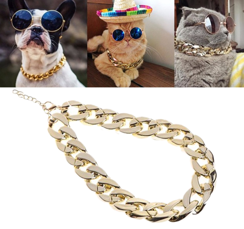 VÒNG CỔ MẠ VÀNG CHO CHÓ MÈO THÚ CƯNG RICH DOG ĐỦ SIZE