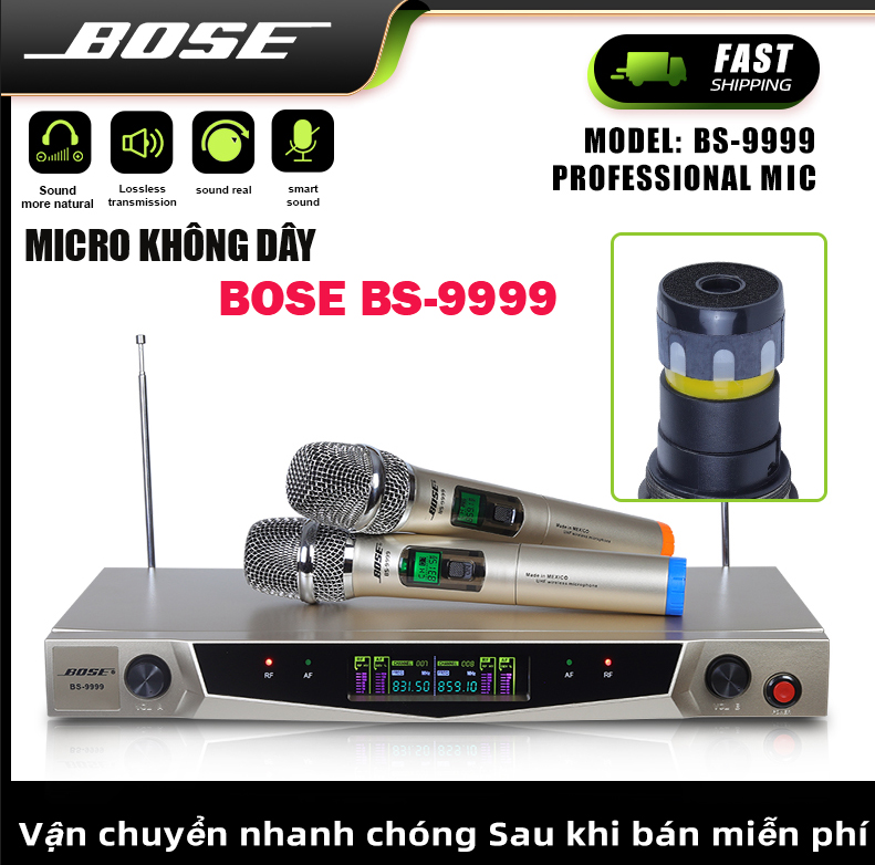 Micro Karaoke Không Dây Gia Đình Bose BS 9999 , Micro Bắt Sóng Xa
