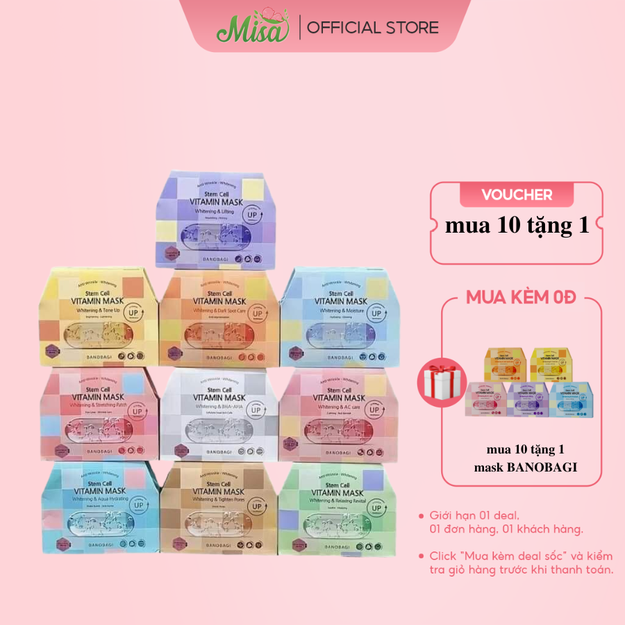 Mặt Nạ banobagi Stem Cell Vitamin Mask 30ml, Mặt Nạ Dưỡng Ẩm Trắng Da Cung cấp Vitamin dạng Gel giúp da căng mọng,sáng mịn