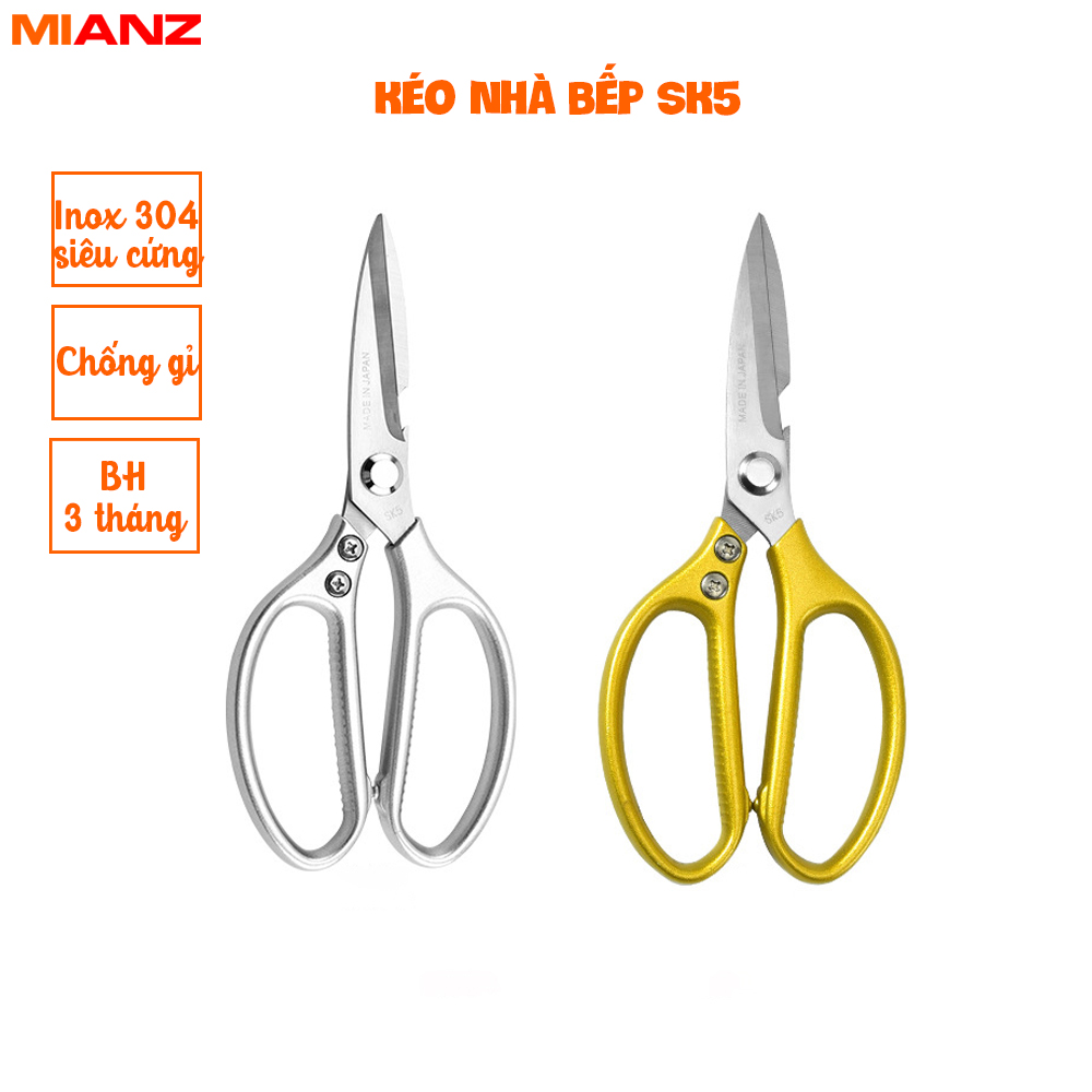 Kéo cắt gà - Kéo SK5 Kaizo Mart Made in Japan MUA 02 TẶNG 01 KHĂN LAU BẾP - BH 01 NĂM - Thép không gỉ kết hợp bật bia