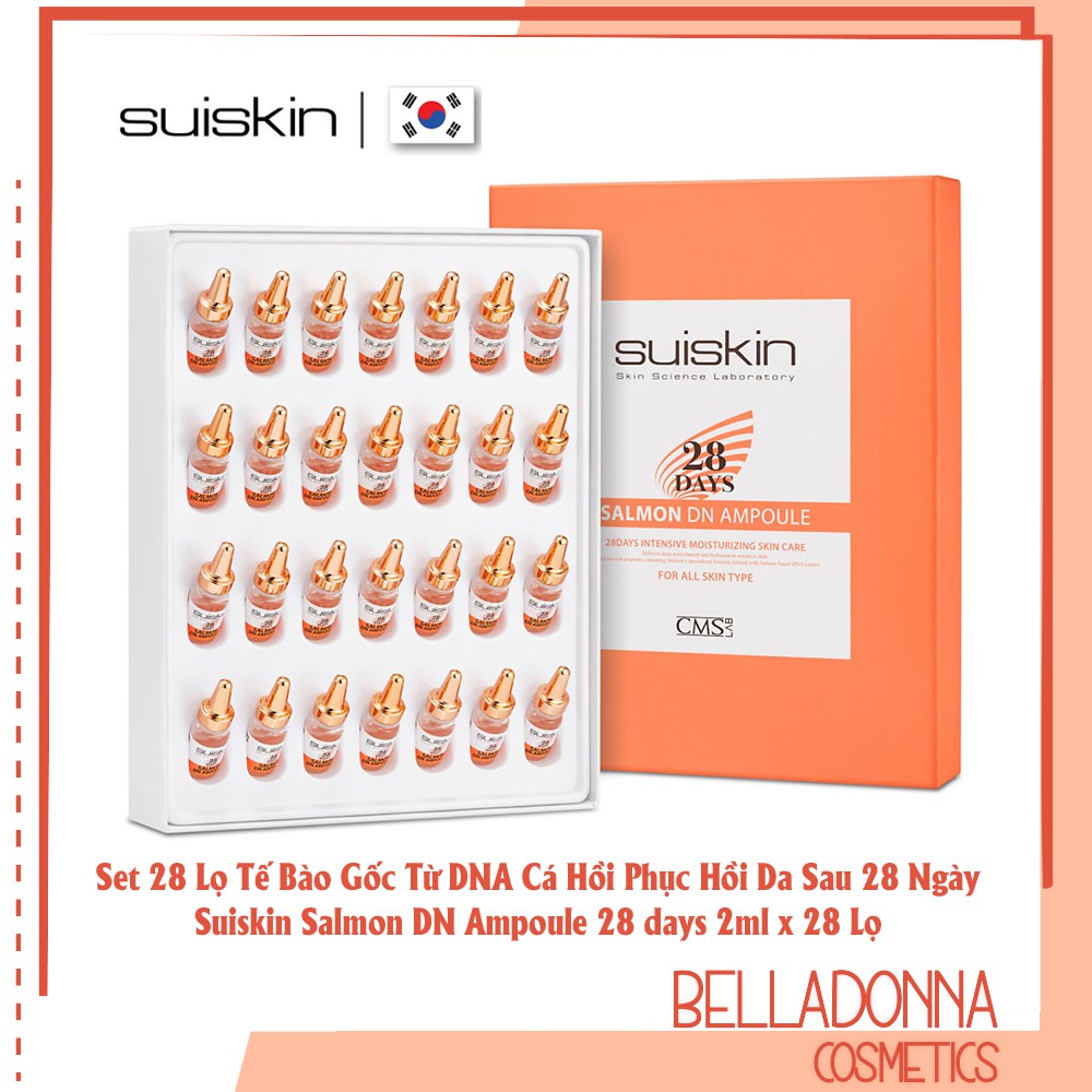 [HCM]Full Set Tế Bào Gốc Từ DNA Cá Hồi Phục Hồi Da Sau 28 Ngày Suiskin Salmon Dn Ampoule 28 Days 2ml x 28 Lọ