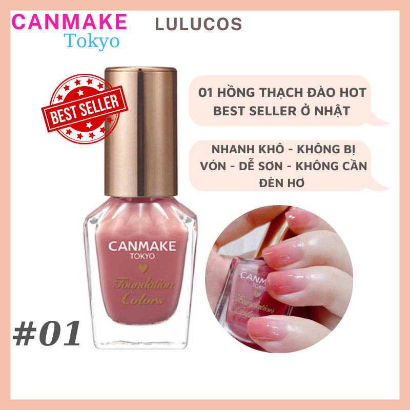 Sơn móng tay Canmake màu 01 Hồng Thạch Đào Nhật Bản