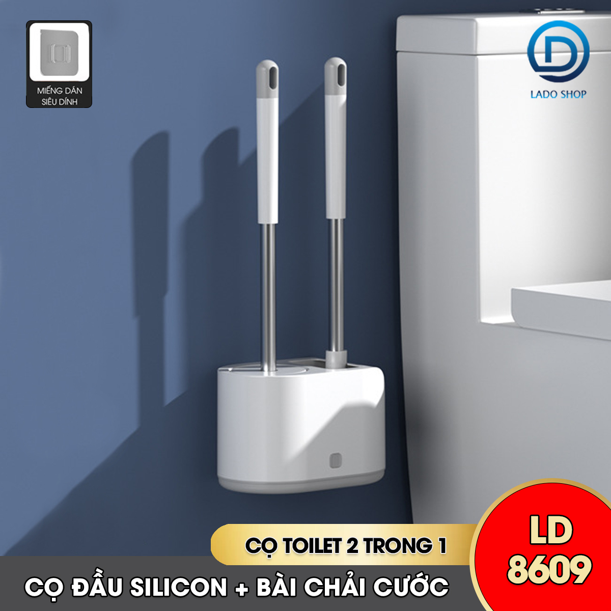 Cọ bồn cầu silicon, bàn chải toilet 2 trong 1 ld-8609