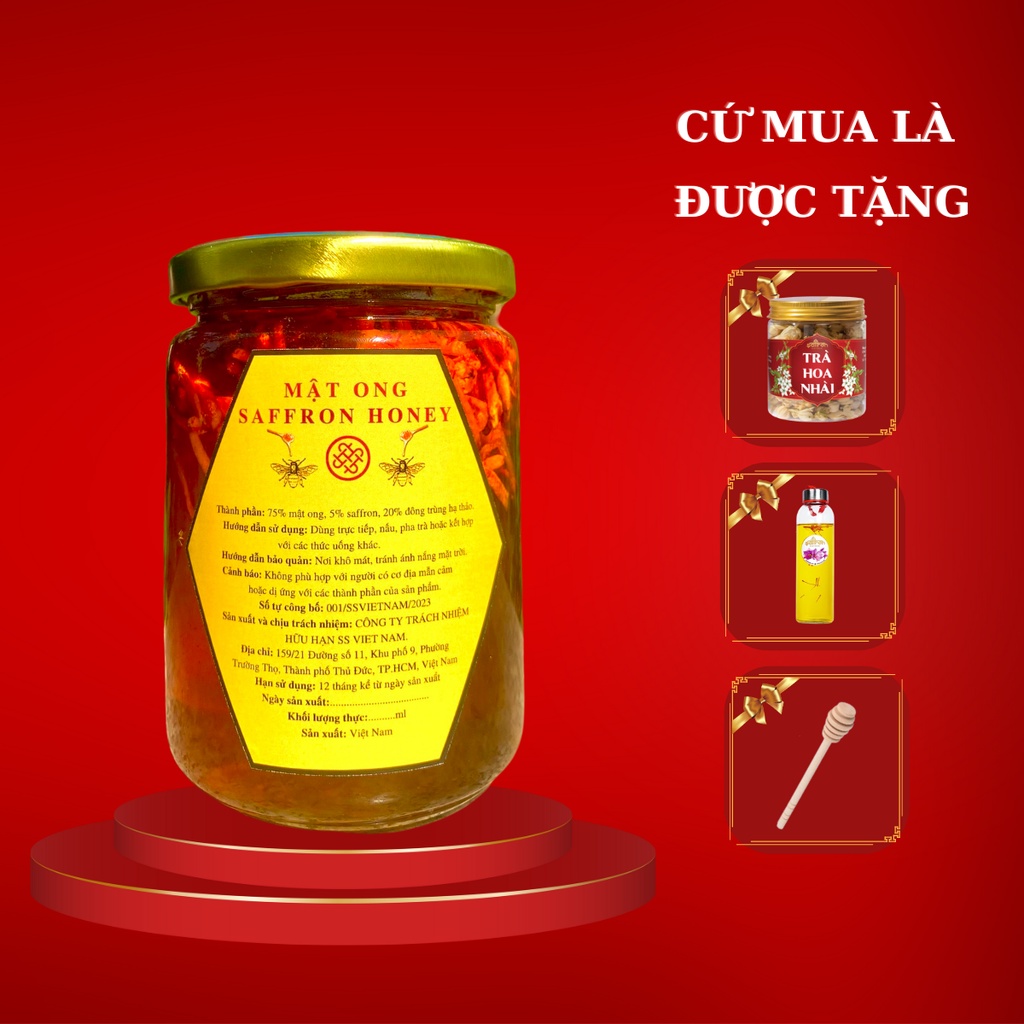 Saffron Salam ngâm mật ong nguyên chất, đông trùng hạ thảo, kỷ tử