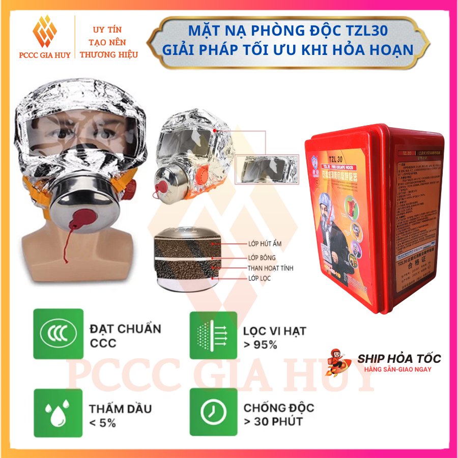 Mặt nạ phòng độc , mặt nạ phòng chống khí độc - đạt tiêu chuẩn về PCCC - bảo vệ toàn diện, model TZL30