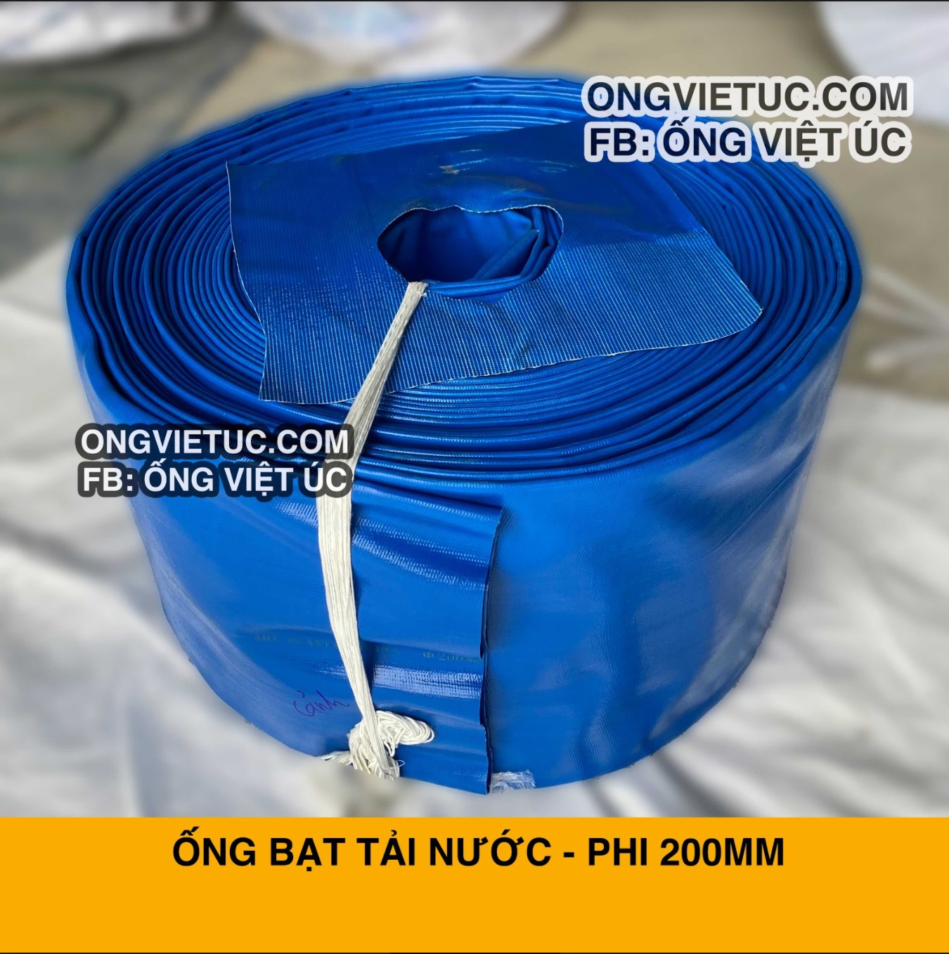 Ống bạt bơm nước phi 200MM cuộn 20M - ống bạt cốt dù tải nước - ống dẫn nước vải bạt Việt Úc