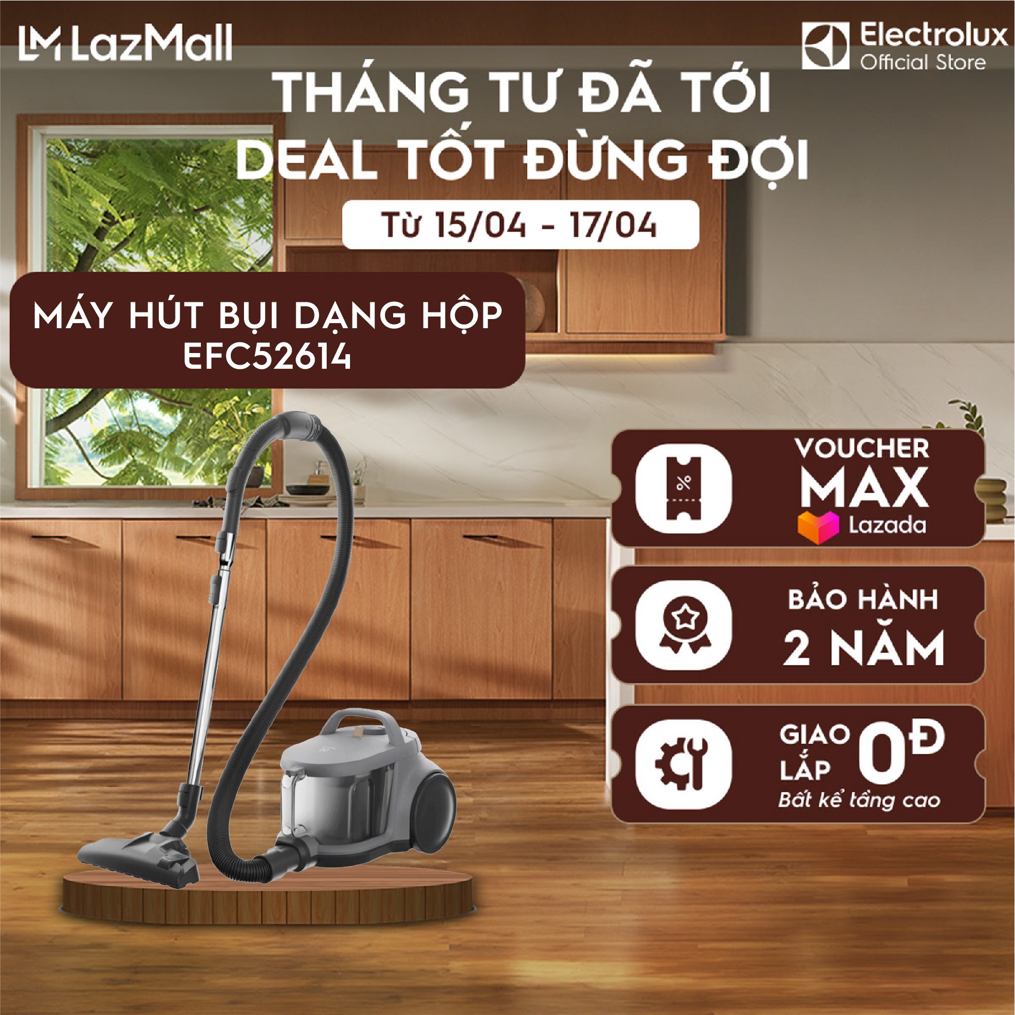 Máy hút bụi Electrolux có dây 5 Đầu hút EFC52614 5 Bước lọc loại bỏ tới 98,9% bụi siêu mịn
