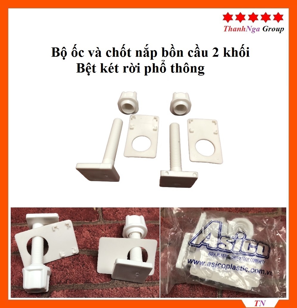 Ốc chốt giữ nắp bồn cầu bằng nhựa thay thế cũ hỏng
