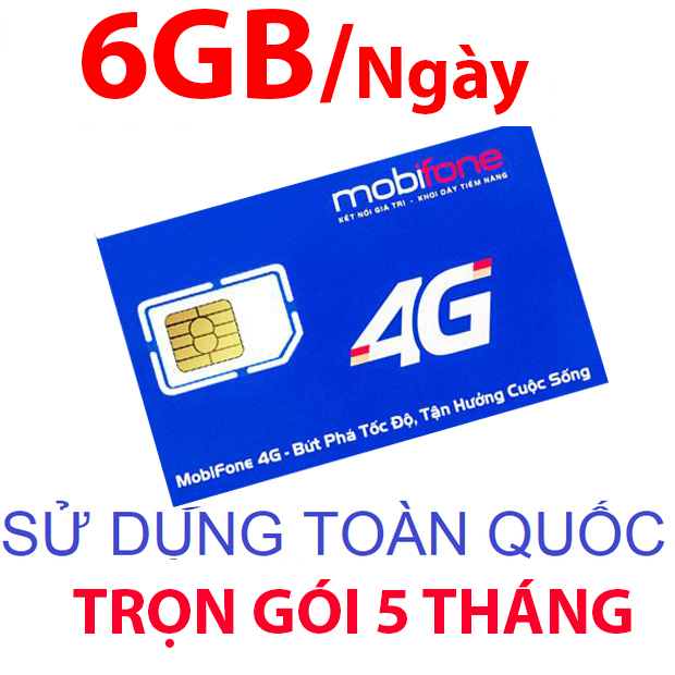 Freeship - chưa kích hoạt. sim 4g mobifone 6gb/ngày x5 tháng không - data tốc độ cao