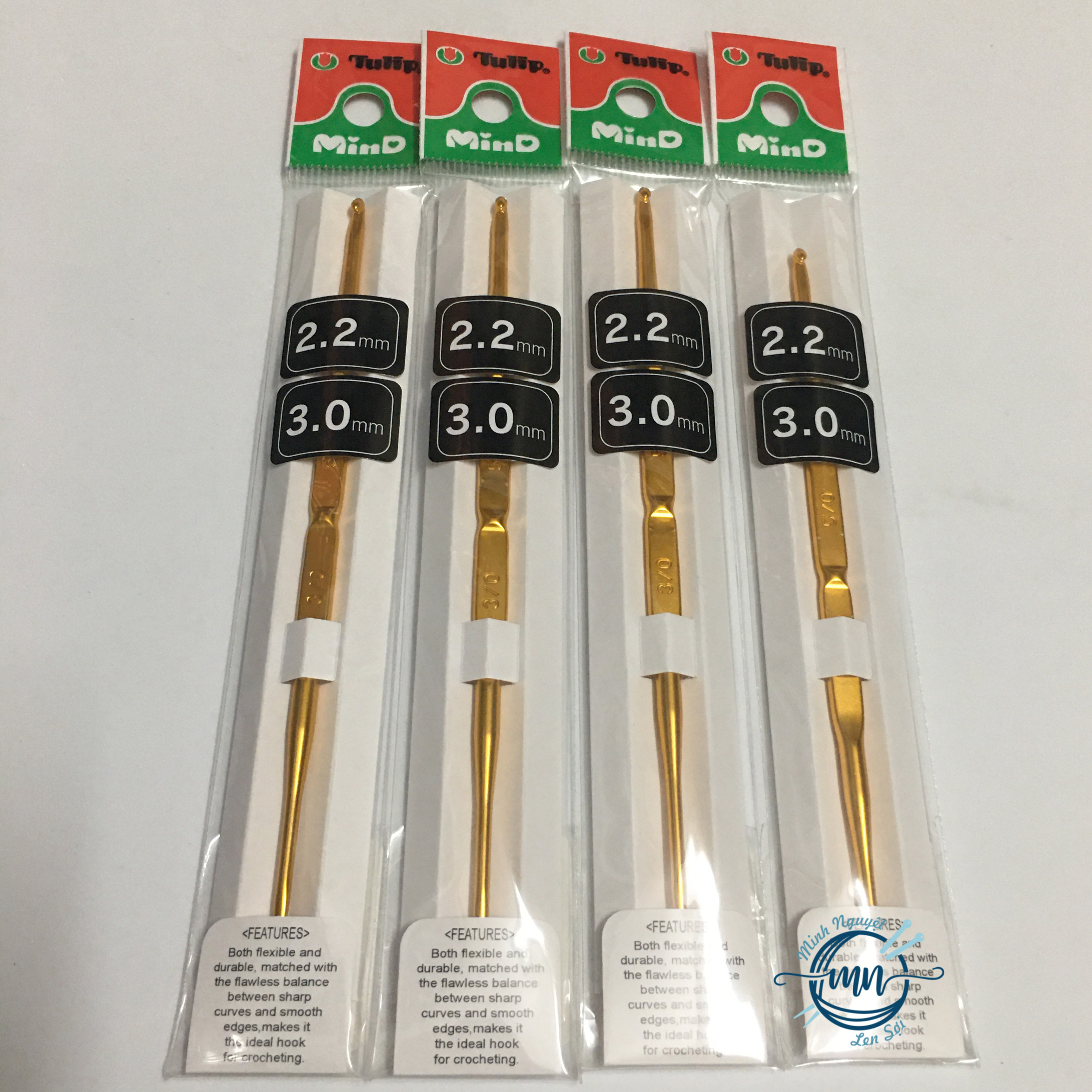 Kim móc Tulip 2 đầu cán vàng - Tulip Crochet hook double pointed