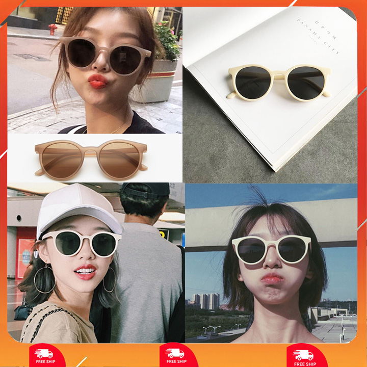 Kính Mát Hàn Quốc Thời Trang Khung Nhựa Cao Cấp Nam Nữ Mắt Tròn Chống Chói Lóa UV Dễ Phối Đồ