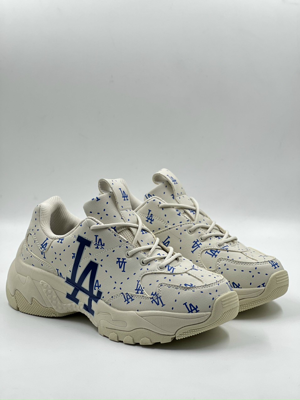 Giày MLB Bigball Chunky Saffiano Dia Monogram Los Angeles Dodgers Ivory