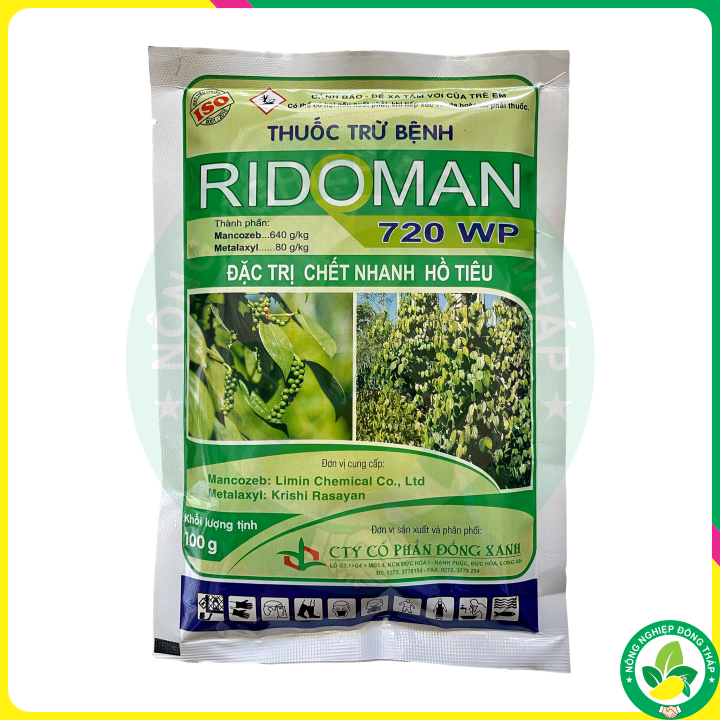 Thuốc Trừ Bệnh RIDOMAN 720WP – Đặc_Trị Chết Nhanh Hồ Tiêu (Gói 100g)